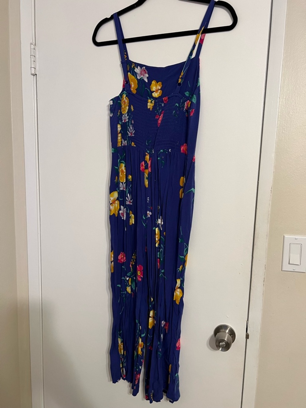 Old Navy Navy Floral Spaghetti-Strap Wide Leg Jumpsuit - Picture 2 of 4